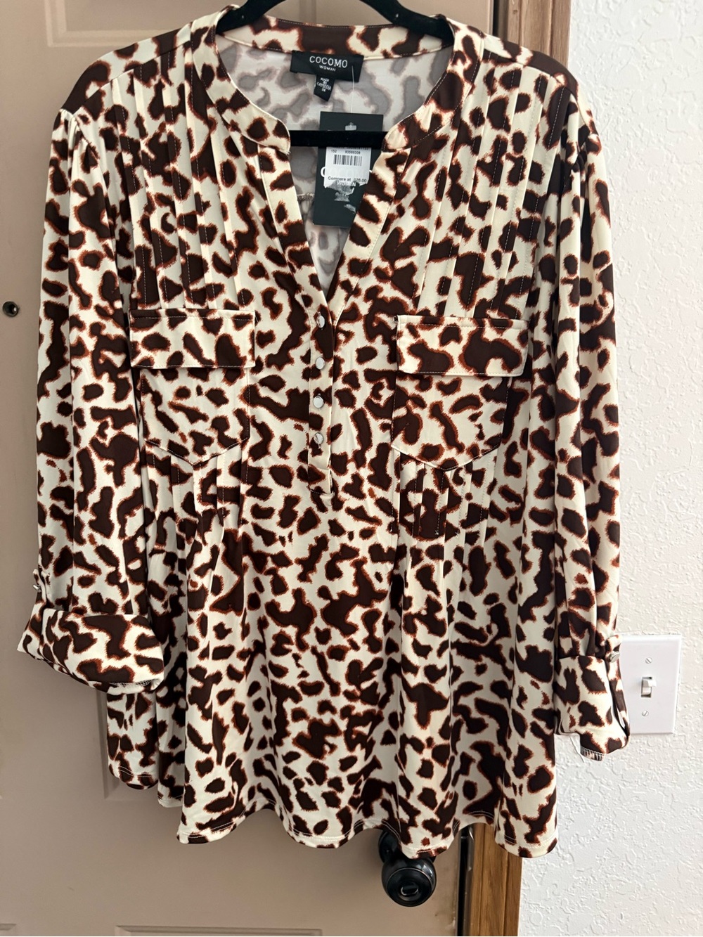 Cocomo Cream and Brown Animal Print Tunic Top